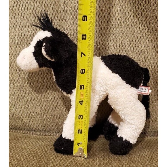 8 Inch Douglas Cuddle Toy Black White Cow Kinky Tail Stuffed Animal Plush - Picture 8 of 12